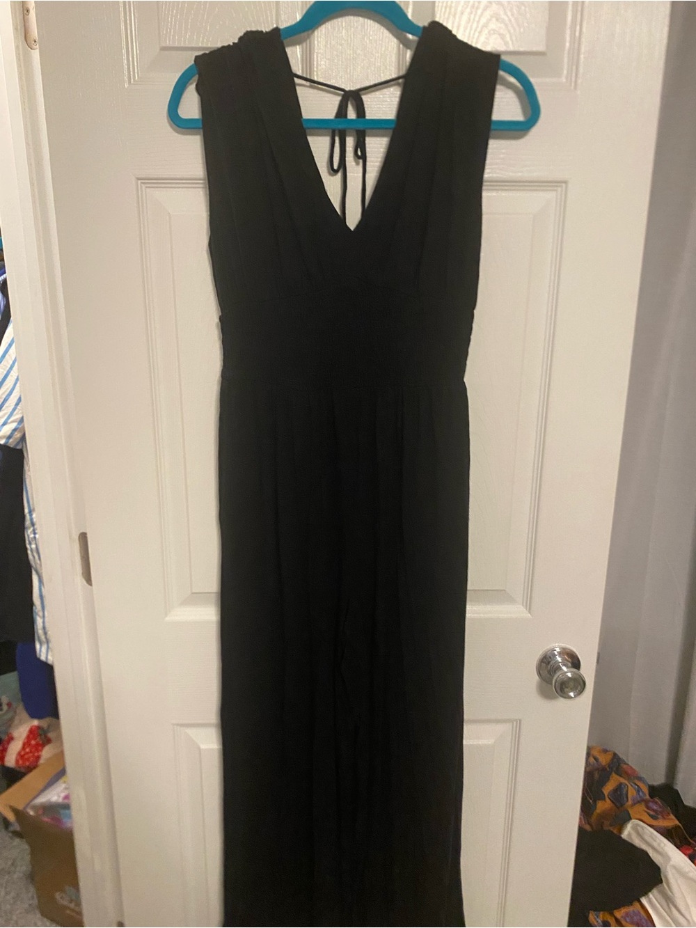 Old Navy Black V-Neck Tie-Back Jumpsuit